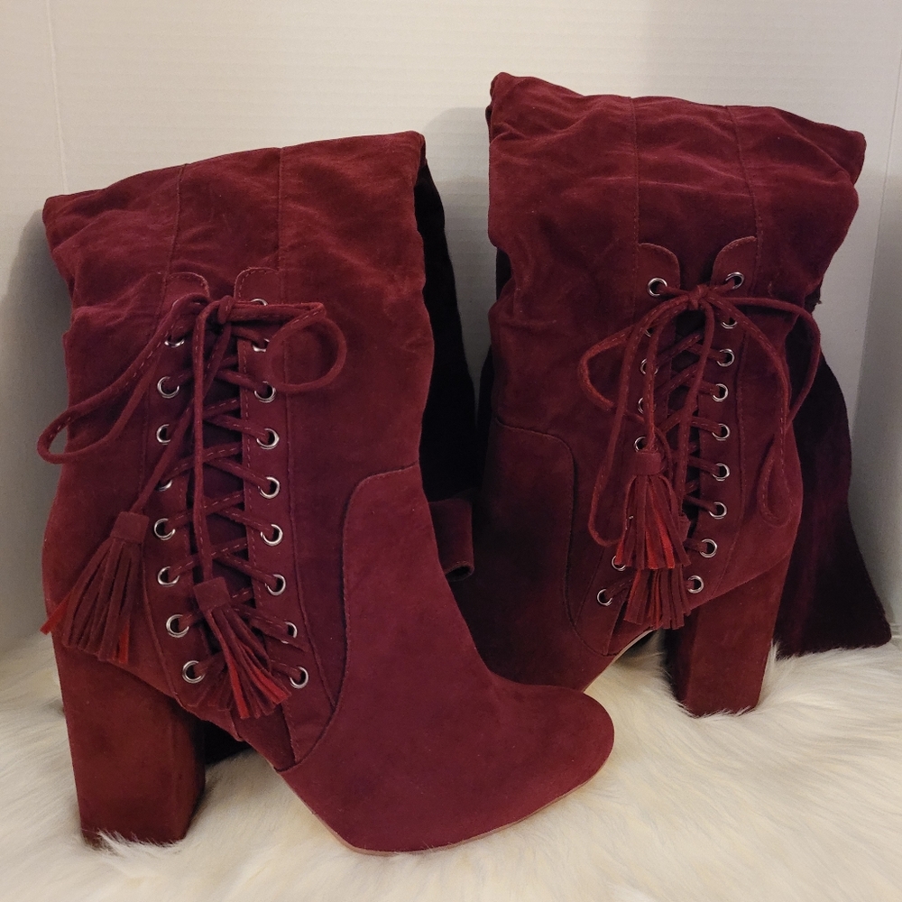 Shoe Dazzle Burgundy Thigh Boots